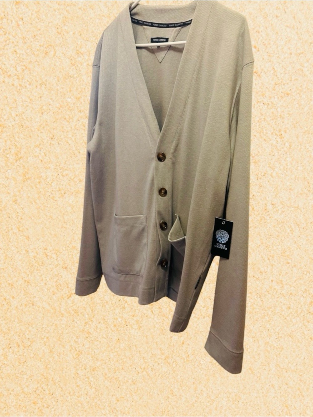 Vince Camuto Taupe Button-Front Cardigan Blazer